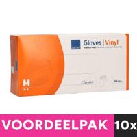 Abena poedervrije vinyl handschoenen maat medium 100 stuks voordeelpakket - thumbnail