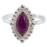 Edelsteen Ring Robijn (gekleurd) - 925 Zilver (Maat 17) - thumbnail