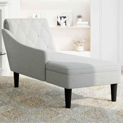 Chaise longue met kussen en rechterarmleuning stof wolk grijs