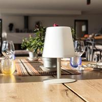 STANDY MINI CREAM Snoerloze tafellamp met crèmekleurige stalen voet - warm wit / koud witte LED voet - thumbnail
