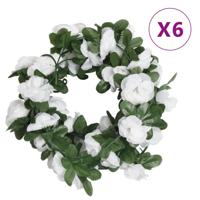 VidaXL Kerstslingers met bloemen 6 st 250 cm lente wit - thumbnail