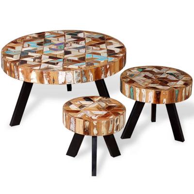 VidaXL 3-delige salontafelset massief gerecycled hout
