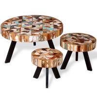 VidaXL 3-delige salontafelset massief gerecycled hout - thumbnail