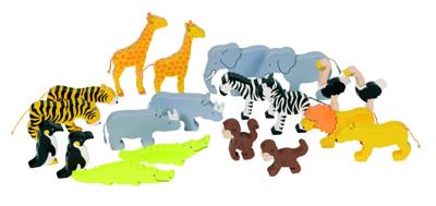 Goki wilde dieren hout, 20dlg