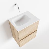 MONDIAZ ADA 40cm toiletmeubel washed oak. LEX wastafel talc rechts zonder kraangat - thumbnail