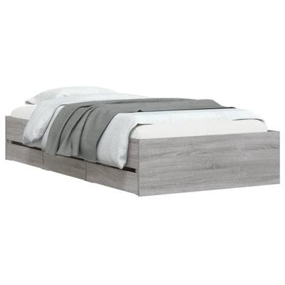 Bedframe met lades bewerkt hout grijs sonoma eiken 75x190 cm