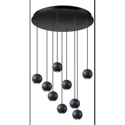 ETH Design hanglampGrace 9-lichts zwart - 05-HL4509-30