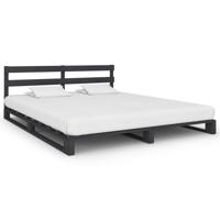 vidaXL Bedframe pallet massief grenenhout grijs 160x200 cm - thumbnail