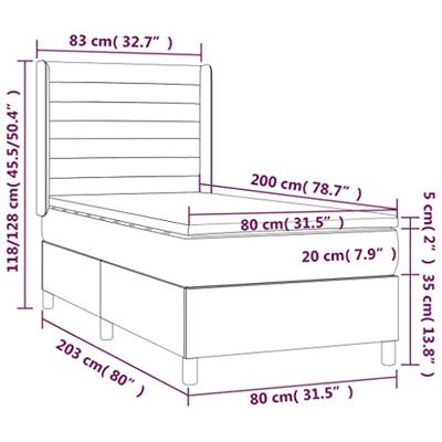Boxspring met matras en LED stof crèmekleurig 80x200 cm
