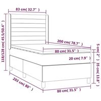 Boxspring met matras stof taupe 80x200 cm - thumbnail
