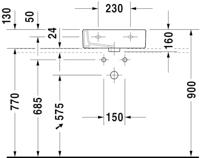 Duravit Vero fontein 45x35cm met overloop wit 0704450000 - thumbnail