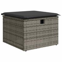 4-delige Loungeset met kussens poly rattan grijs - thumbnail