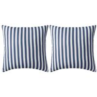 VidaXL Buitenkussens 45x45 cm gestreept marineblauw 2 st - thumbnail
