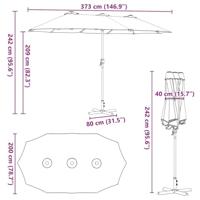 Tuinparasol Bordeauxrood 380 x 196 x 235 cm Poedergecoat staal - thumbnail