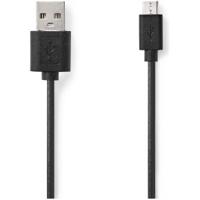 Nedis CCGL60501BK10 Usb-kabel Usb 2.0 Usb-a Male Usb Micro-b Male 7.5 W 480 Mbps Vernikkeld 1.00 M Rond Pvc Zwart Label - thumbnail