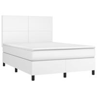 Boxspring met matras kunstleer wit 180x200 cm - thumbnail