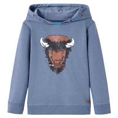 Kindertrui met capuchon 92 gemleerd blauw