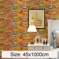 Gekleurde steen creatieve 3D stenen baksteen decoratie behang Stickers slaapkamer woonkamer muur waterdicht Wallpaper Roll grootte: 45 * 1000cm - thumbnail