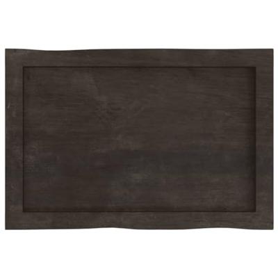 Tafelblad natuurlijke rand 60x40x(2-6) cm eikenhout donkerbruin