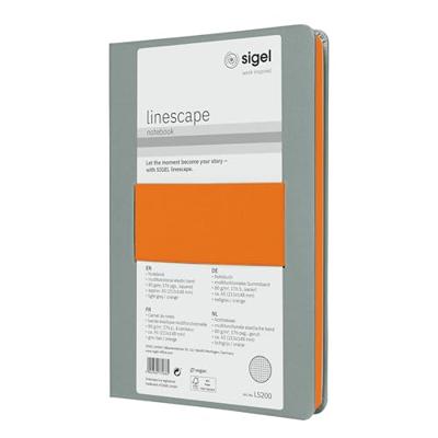 Sigel LS200 Notitieboek Linescape Hardcover DIN A5 Geruit Lichtgrijs, Neon-oranje Aantal paginas: 88 Sigel LS200 Notitieboek Linescape Hardcover DIN A5 Geruit Lichtgrijs, Neon-oranje Aantal paginas: 88