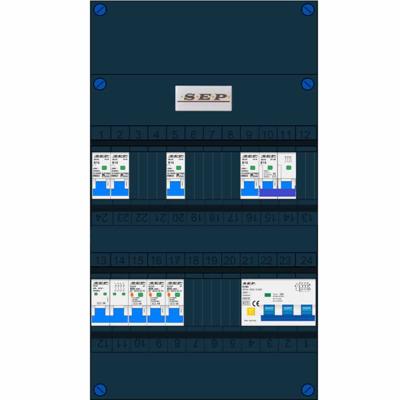 SEP groepenkast 4 lichtgroepen B16 kookgroep krachtgroep B16 aardlekschakelaars hoofdschakelaar 40A