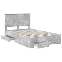 Bedframe met hoofdeinde Beton Grijs 120 x 190 cm Bewerkt hout - thumbnail