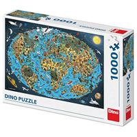 DinoToys Dino puzzel - bijzondere wereldkaart - 1000 stukjes - thumbnail