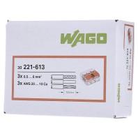 Wago Lasklem 221-613 hevelklem 3 draden voor soepele en massieve draad van 0,5 tot 6mm² - thumbnail