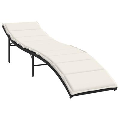 Ligbedden 2 st met kussens poly rattan zwart