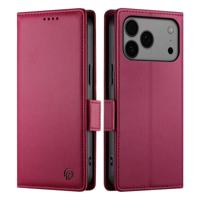 Lunso iPhone 17 Pro Max hoesje - PU leren Bookcase met ruimte voor pasjes - Rood - thumbnail
