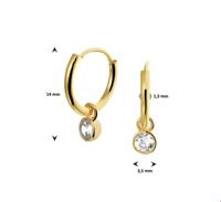 TFT Creolen Met Hangers Zirkonia Geelgoud Glanzend 1.3 mm x 11 mm - thumbnail