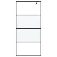 VidaXL Inloopdouchewand 90x195 cm halfmat esg-glas zwart - thumbnail