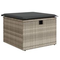 8-delige Loungeset met kussens poly rattan lichtgrijs - thumbnail