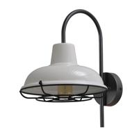 Masterlight Retro witte industrie wandlampIndustria Grid 33cm zwart met witte kap - 3045-05-06-06-C - thumbnail