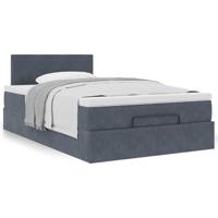 Ottoman bed met matras 80x200cm fluweel donkergrijs - thumbnail