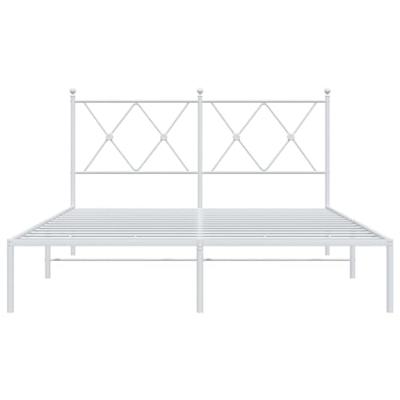 Bedframe met hoofdbord metaal wit 140x200 cm
