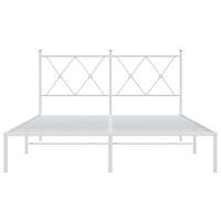 Bedframe met hoofdbord metaal wit 135x190 cm - thumbnail