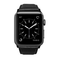 Luxe Echt Lederen bandje - Zwart - Geschikt voor Apple Watch 44mm / 45mm / 46mm / 49mm - thumbnail