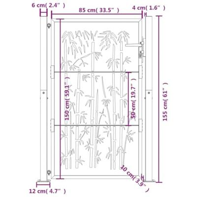 VidaXL Poort met bamboe-ontwerp 100x150 cm staal antracietkleurig