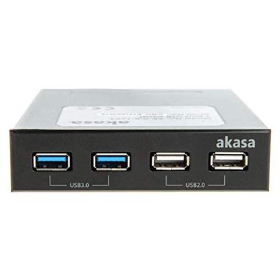 Akasa Akasa InterConnect S - Anschlüsse am vorderen Bedienfeld des Speicherschachts (A 4 poorten USB 3.2 Gen 1-, USB 2.0-front-adapter-hub Zwart