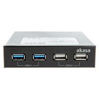 Akasa Akasa InterConnect S - Anschlüsse am vorderen Bedienfeld des Speicherschachts (A USB 3.2 Gen 1-, USB 2.0-front-adapter-hub 4 poorten Zwart - thumbnail