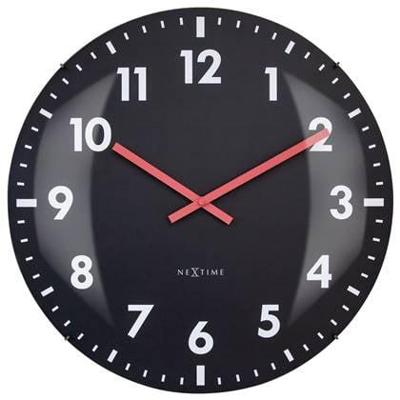 Grote wandklok 50 cm, bolle glazen kap - geruisloos - glas - "Duomo 50"