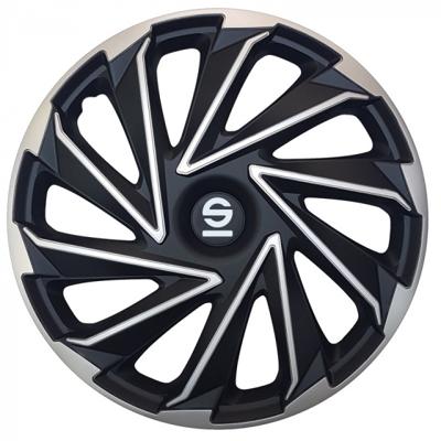 Sparco wieldoppen Varese 14 inch RVS zilver/zwart set van 4  S