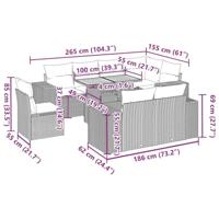 9-delige Loungeset met kussens poly rattan grijs - thumbnail
