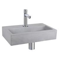 Differnz Flat fonteinset beton lichtgrijs kraan recht chroom 38 x 24 x 8 cm - thumbnail