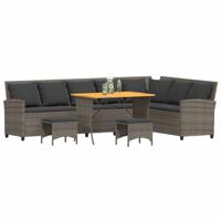 4-delige Tuinbankstel met kussens L-vormig poly rattan grijs - thumbnail