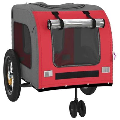 VidaXL Fietskar voor huisdieren rood en grijs 124,5 x 63,5 x 53 cm
