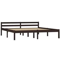 Bedframe massief grenenhout donkerbruin 180x200 cm - thumbnail
