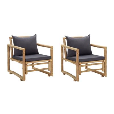 VidaXL Tuinstoelen met kussens 2 st bamboe