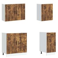 7-delige Keukenkastenset Kalmar bewerkt hout gerookt eiken - thumbnail